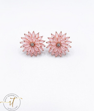 Load image into Gallery viewer, Rae Pink Crystal Flower Studs
