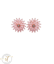 Load image into Gallery viewer, Rae Pink Crystal Flower Studs
