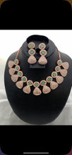 Load image into Gallery viewer, Rose Gold with Light Green Necklace and Earrings
