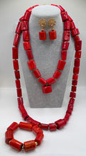 Load image into Gallery viewer, Nichoel- 2 Layer Red Coral Bead with Italian Gold Plated Findings Jewellery Set
